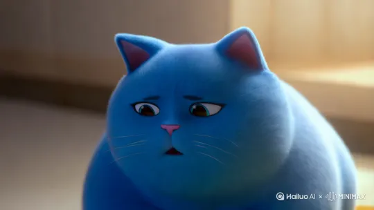 生成一个很胖的蓝色猫咪说周一连续说十遍，最后再说密码的周一，快请把我香香糯糯的周六宝宝还给我 by Hailuo AI Video Generator