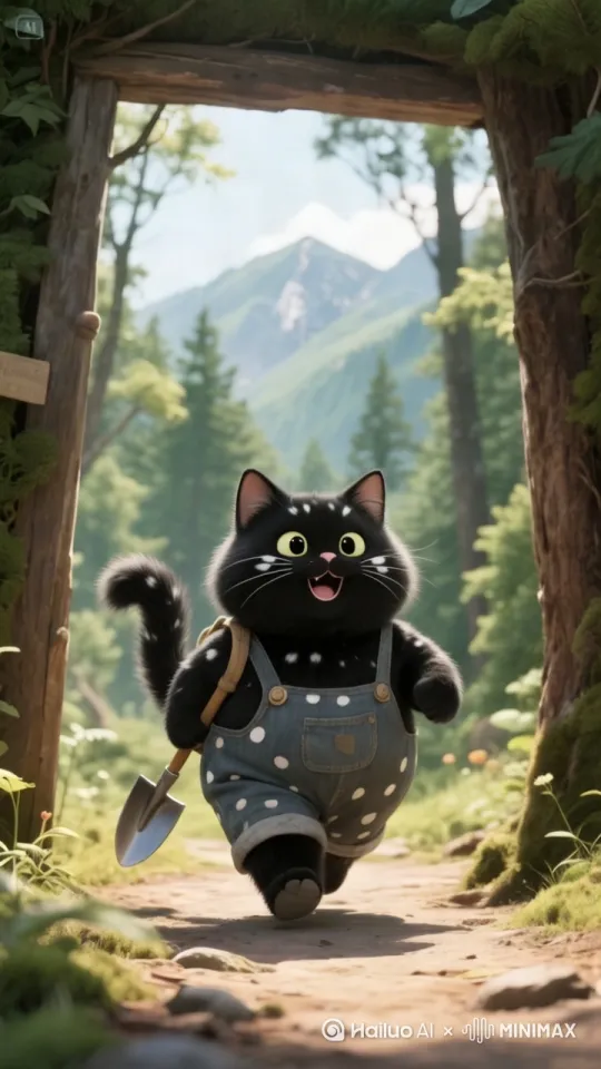 黑色橘猫快步向屏幕走过来，嘴巴还念念有词。 by Hailuo AI Video Generator