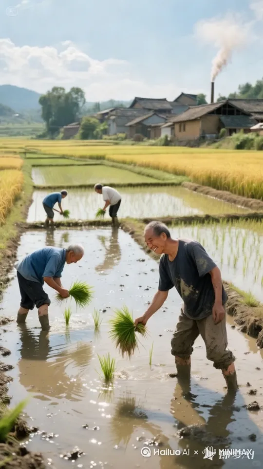 突然一人跳起来，一个转身野马分鬃，随即老人全身奋力肌肉锁紧跳跃起来，懵逼一秒迅速用中国功夫一转身飞起一脚 于迅速直拳勾拳正蹬老人一个扫荡腿将男子打到在地，拳打脚踢，环绕镜头，大气磅礴，镜头移动动态跟随，围观村民拍手叫好，欢呼雀跃 by Hailuo AI Video Generator