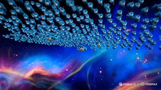 蓝色胖猫在银河系如蝗虫般繁衍扩张，带着他们永不磨灭的愚昧与智慧、贪婪与良知，登上了一个个荒凉的星球，并将银河系卷入漫长的星际战国时代，直至整个银河被统一，一个统治超过2500万个住人行星、疆域横跨十万光年、总计数兆亿人口的庞大帝国崛起——银河帝国。 by Hailuo AI Video Generator