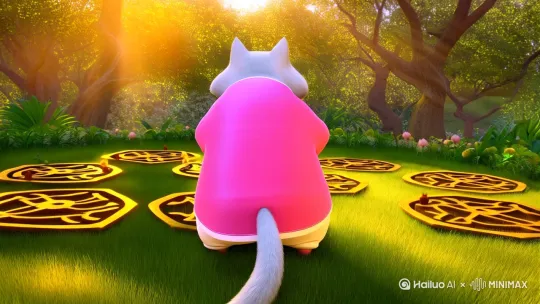 我将为您设计一个30秒的肥猫太极动画方案，采用电影级分镜设计：

【0-5秒】广角开场
镜头从树冠缝隙俯冲而下，金斑驳的透视光穿过旋转镜头，肥猫背对镜头立于太极八卦阵中央，粉白相间的绸缎太极服随风轻扬

【6-12秒】动作特写
慢镜头展现肥猫左揽雀尾：
1. 肉爪特写推掌时弹出粉红肉垫
2. 尾巴随腰胯转动划出金色光轨
3. 胡须随气息微微颤动

【13-20秒】环境互动
右野马分鬃招式：
- 前掌推出时激起蒲公英纷飞
- 后腿蹬地溅起桃花瓣雨
- 河水倒影中浮现太极阴阳鱼游动

【21-25秒】光影高潮
白鹤亮翅定格瞬间：
树冠缝隙投射丁达尔光柱
太极服暗纹浮现发光符文
瞳孔收缩成阴阳鱼图案

【26-30秒】意境收尾
镜头旋转180度仰角：
肥猫收势时肚腩Q弹抖动
飘落的花瓣组成太极图案
蜻蜓点水掠过河面倒影

技术参数：
1. 角色建模：8K毛发系统+次表面散射材质
2. 流体模拟：Houdini制作花瓣/水流特效
3. 光影方案：实时光线追踪+体积雾效
4. 运镜设计：变形宽银幕镜头+轴向运动模糊

建议配乐：
古琴混搭电子合成音效，在"收势"瞬间加入猫呼噜ASMR音效

需要调整任何细节或补充其他创意元素请随时告知，我可提供分镜示意图或美术概念图。 by Hailuo AI Video Generator