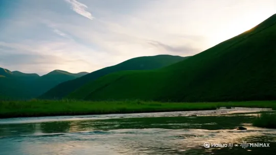 故乡/时友成
   青山在，
   泉水潺，
   远离故乡亲人怨，
   歉意访新院。
   亲人聚，
   朋友欢，
   推杯换盏轶事猜，
   钓鱼好自在。 by Hailuo AI Video Generator