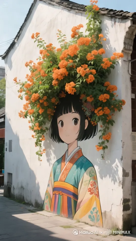 画中女孩固定不动，微风吹过，画面丝滑
[推进,上升] by Hailuo AI Video Generator