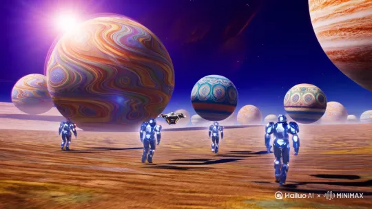 未来星际战甲，宏观的星球，和奇特的文明建筑 by Hailuo AI Video Generator