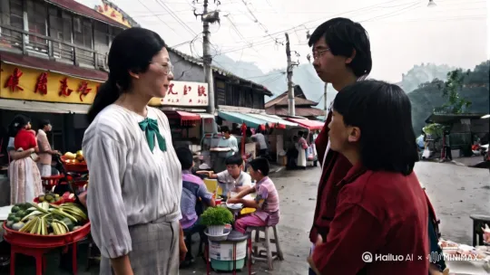 捕捉80年代人们的日常生活场景，如家庭聚会、街头巷尾的生活状态等，可以让观众感受到那个时代的氛围。 by Hailuo AI Video Generator