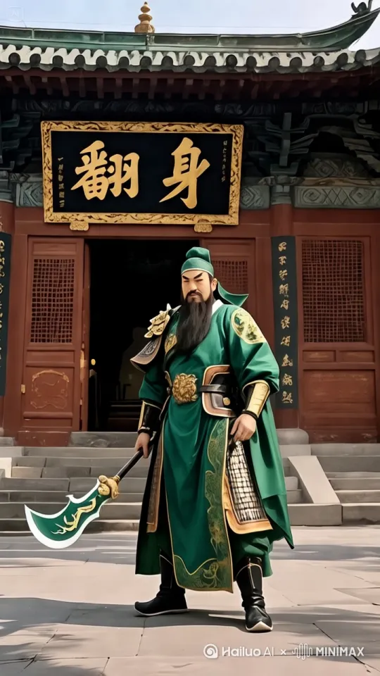 人物华丽转身大刀[左移,上升] by Hailuo AI Video Generator