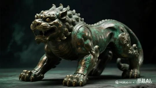 狴犴向前方快速奔跑，镜头左移，左摇，后拉，镜头跟随。 by Hailuo AI Video Generator
