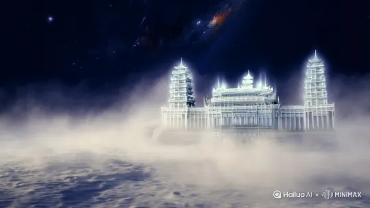月亮上的广寒宫，烟雾缭绕，仙气飘飘[右移,左摇,跟随] by Hailuo AI Video Generator