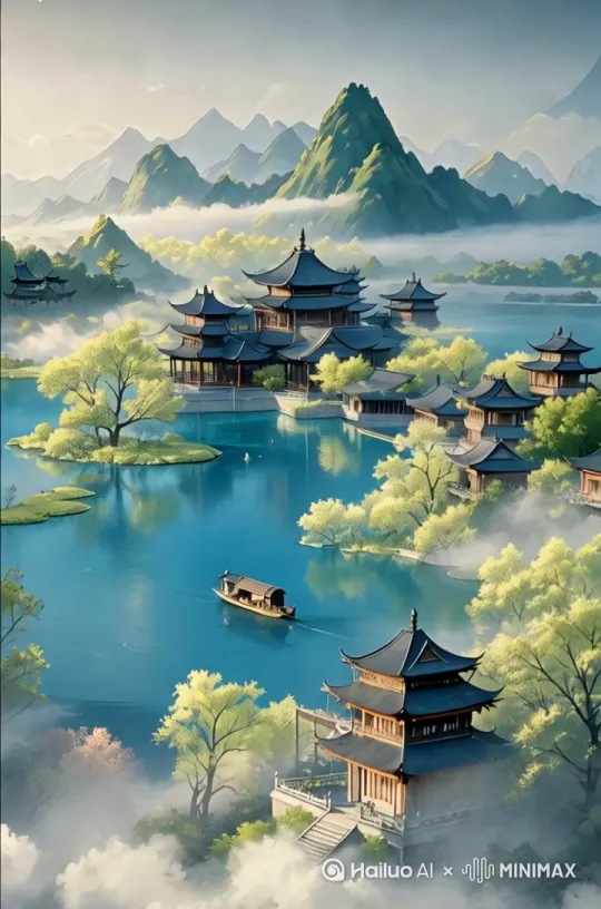 船向左前方缓缓行驶，运镜由远及近，云朵缓缓飘动 by Hailuo AI Video Generator