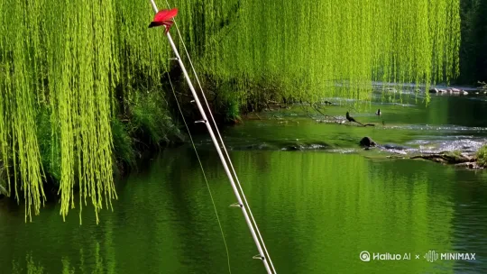 童年的水墨画
张继楼
溪边
垂柳把溪水当作梳妆的镜子,山溪像绿玉带一样平静。人影给溪水染绿了,钓竿上立着一只红蜻蜓。忽然扑腾一声人影碎了,草地上蹦跳着鱼儿和笑声。
江上
像刚下水的鸭群, 扇动翅膀拍水戏耍。一双双小手拨动着浪花, 你拨我溅笑哈哈。 是哪个“水葫芦”一下钻入水中, 出水时只见一阵水花两排银牙。
林中
松树刚洗过澡一身清清爽爽,松针上一串串雨珠明明亮亮。小蘑菇钻出泥土戴一顶斗笠 ,像一朵朵山花在树下开放。是谁一声欢叫把雨珠抖落,只见松林里一个个斗笠像蘑菇一样。 by Hailuo AI Video Generator
