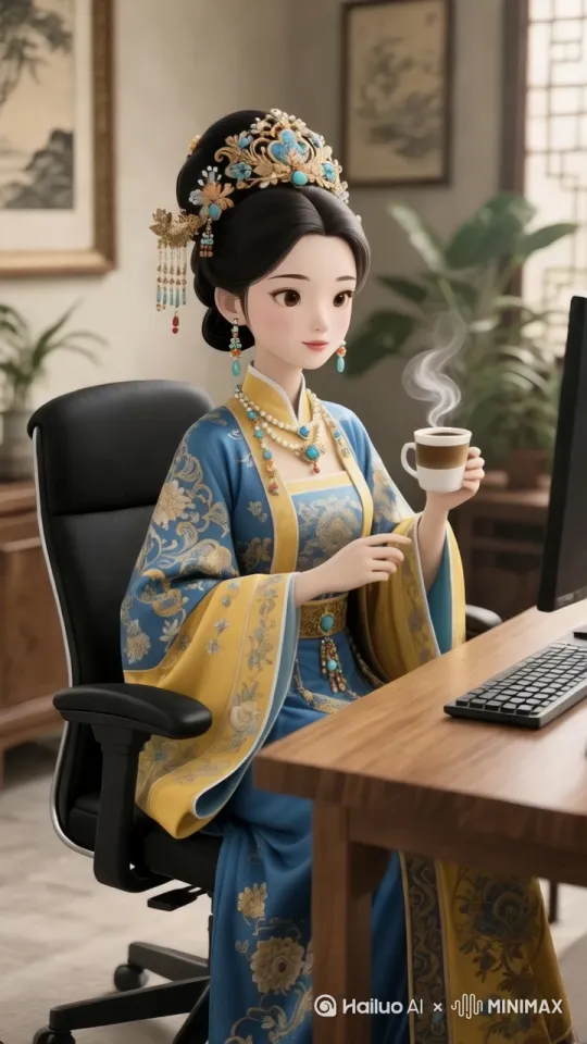 人物不停说话，轻微晃动杯子 by Hailuo AI Video Generator