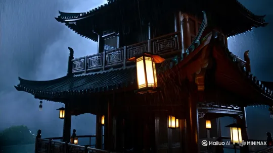 第一集：青楼惊变**（开场高能）
场景：暴雨夜的醉仙楼（特写：灯笼在雨中摇晃） by Hailuo AI Video Generator