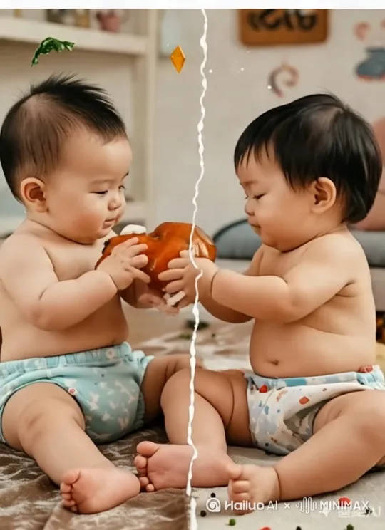两个小孩用脚蹬踢对方 by Hailuo AI Video Generator
