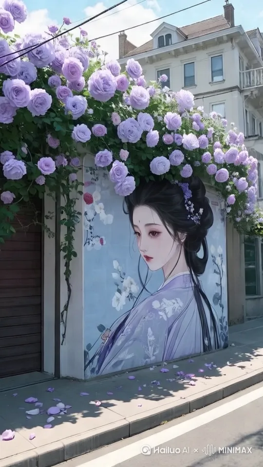 人物固定不动，花朵随风飘动，镜头推进。 by Hailuo AI Video Generator