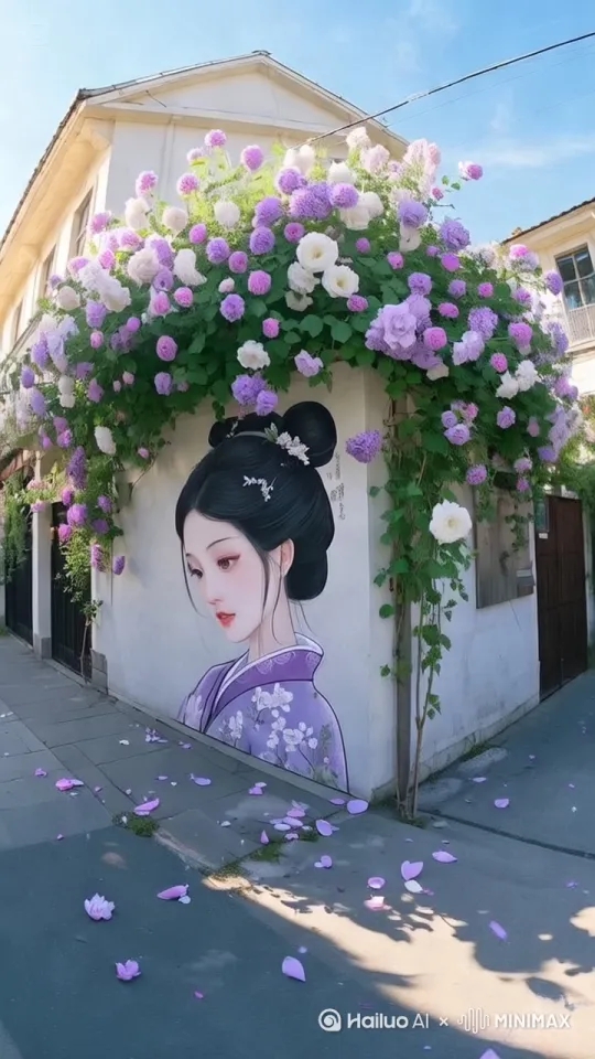 人物固定不动，花朵随风飘动，镜头推进。 by Hailuo AI Video Generator