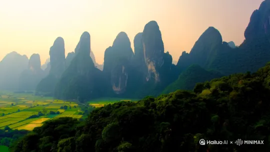 帮我帮我生成一条风景视频。视频背景为桂林山水甲天下为主题。视频长度为5秒。视频视角为无人机视角。有上下左右拉远拉近的运镜要求。视频视角为广角视频。画面要高清4k。 by Hailuo AI Video Generator