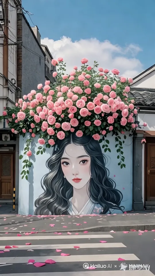 图中人物不要动，人物眼睛不要动，花朵随风摆动[右移,左摇,跟随] by Hailuo AI Video Generator