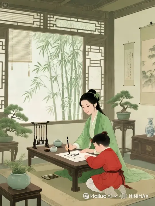 图片中的大人正在动起来写毛笔字 by Hailuo AI Video Generator