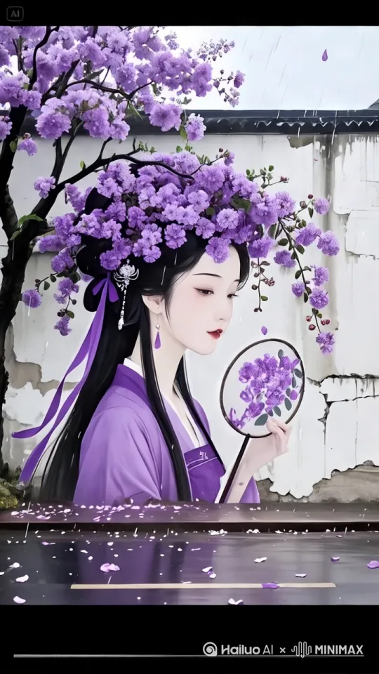 图片中的人物静止不动，花朵摇动。[左移,上升] by Hailuo AI Video Generator