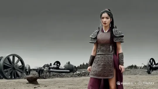 炮声一响,脚下的大地也跟着晃了几晃轰鸣声贴地传来,掀起一阵烟尘,忽听喊杀声四起,整个旷野间充满了刀剑相击的刺耳声响,震天的声浪里夹杂着哭喊惨嚎声,空气中弥漫着一股子浓重的血腥味,四野肃杀血染大地) by Hailuo AI Video Generator