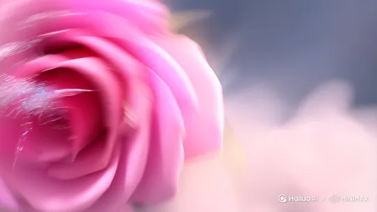 玫瑰在烟雾中剧烈旋转，花瓣抖动，花蕊闪烁妖异光芒，立刻幻化成玫瑰精，周身萦绕玫瑰色雾气，跳跃着飘浮在空中，过程丝滑流畅，毫无瑕疵。 by Hailuo AI Video Generator