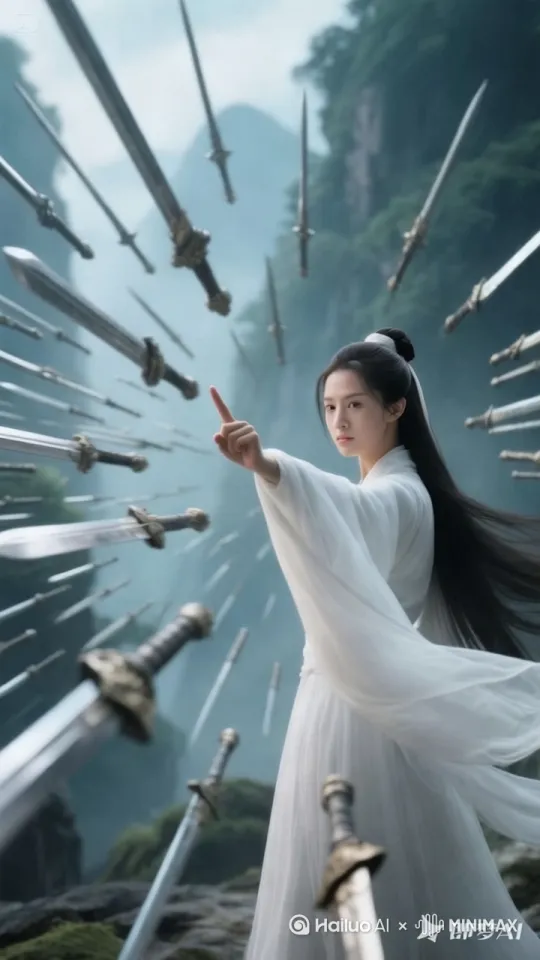 随手一点，万千剑雨，飞射而来 by Hailuo AI Video Generator