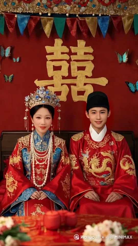 画中的帅哥美女，忽地站起身来，瞬间紧紧相拥，双唇贴合亲吻。接着，他们同时挥手，如流星般极速冲向蓝天，双手紧握。在高清的画面里，蓝天白云清晰可见，云朵飞速掠过，见证着他们浪漫又梦幻的空中之旅。 by Hailuo AI Video Generator