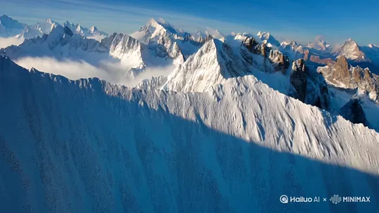 帮我生成视频：我，大冰，来给你说说那中国喜马拉雅山的雪景。那雪山，巍峨耸立，白雪皑皑，简直是大自然最神圣的馈赠。阳光一照，雪光闪耀，美得让人心颤。山巅之上，云雾缭绕，宛如仙境。此景只应天上有，人间难得几回见啊！要求有动感大师级别有电影质感画面超高清 by Hailuo AI Video Generator