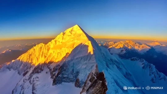 珠穆朗玛峰，能看到金色的山顶。非常震撼 by Hailuo AI Video Generator