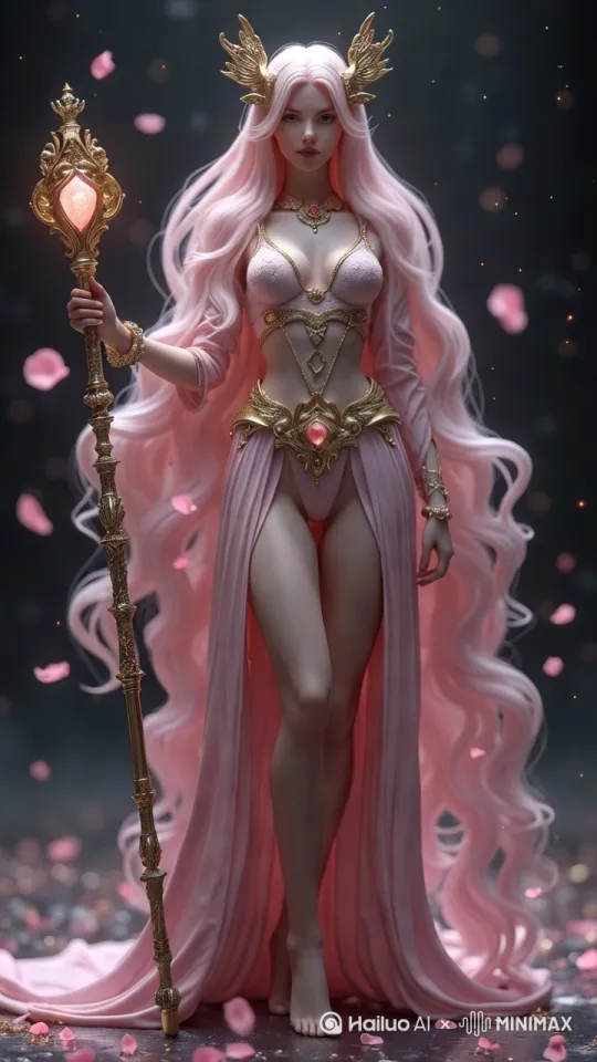 开场（1秒）
 
- 舞蹈动作：舞者手持魔杖，脚尖点地，身体微微后仰，抬头，眼神空灵，展现神秘气质。
 
- 运镜：从下往上的仰拍特写镜头起势，聚焦舞者的魔杖顶端光芒，慢慢上移至舞者面部，凸显神秘气场。
 
旋转动作（5秒）
 
- 舞蹈动作：双脚并拢，以左脚为轴，右脚轻点地，开始逆时针旋转，速度稍快。持魔杖的手伸直，让魔杖在身体周围划圈，另一只手在胸前合十，旋转过程中突然打开，手掌向外。
 
- 运镜：围绕舞者进行环绕跟拍，镜头高度与舞者腰部齐平，随着舞者旋转加速而加快移动速度，捕捉舞者旋转时的灵动姿态和魔杖光影。
 
收尾（4秒）
 
- 舞蹈动作：旋转结束，双脚分开站立，与肩同宽。持魔杖的手向下，魔杖顶端触地；另一只手向上伸展，手指指向天空，身体微微后仰，定格造型。
 
- 运镜：镜头从环绕状态迅速拉远，切换成远景俯拍，展现舞者全身造型，最后定格在舞者全身画面上。 by Hailuo AI Video Generator