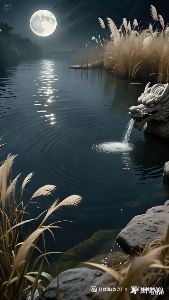 月光下的深潭，水面泛着细密涟漪 by Hailuo AI Video Generator