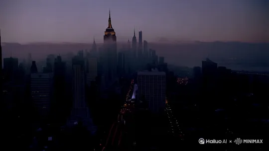 标题： 《纽约晨间脉搏｜7:00 AM的街头交响曲》

时长： 1-2分钟
风格： 纪实感+电影感｜4K动态镜头｜自然环境音+轻爵士乐

场景1：黎明微光中的城市轮廓（5-8秒）

镜头：无人机俯拍曼哈顿天际线，晨雾中的帝国大厦/世贸中心

声音：远处警笛声+鸟鸣，渐强的地铁呼啸声

字幕：「7:00 AM｜纽约开始苏醒」

场景2：通勤者的脚步（10秒）

镜头：低角度跟拍牛津鞋/运动鞋特写（不同节奏的脚步）

穿插：地铁站口人群涌出、咖啡纸杯被丢进垃圾桶的特写

声音：密集脚步声+咖啡机蒸汽声

场景3：街头小贩的清晨（8秒）

镜头：推近土耳其裔老人摆放贝果的手部皱纹，移动拍摄餐车蒸腾的热气

对白片段："Regular coffee, two sugars!"（画外音）

视觉彩蛋：镜头角落穿芭蕾舞服的女孩匆匆路过

场景4：矛盾中的宁静片刻（12秒）

镜头：中央公园长椅上读报的老人（慢动作）vs 背景里奔跑的马拉松训练者

空镜：鸽子群突然从人行道飞起，逆光中的羽毛细节

声音：翻报纸声+突然响起的自行车铃声

转场： 地铁车窗反射的晨光闪过屏幕（3秒）

场景5：城市的早班仪式（15秒）

蒙太奇：

华尔街银行家整理袖扣的倒影（玻璃幕墙镜像）

环卫工人高压水枪冲洗涂鸦墙面

亚裔学生站在时代广场广告牌下背单词

音乐：萨克斯即兴旋律逐渐明亮

结尾镜头（5秒）

固定机位：十字路口红灯转绿，不同肤色的人群如潮水般交错

字幕：「纽约从不等待任何人」

声音：所有环境音突然静默，只剩一次快门声（黑屏）

技术建议：

使用动态延时摄影表现人流加速

人物特写建议50mm以上焦段

关键色彩：晨光中的橙蓝色调对比

AI生成时可提示「Sebastião Salgado式黑白纪实+Gregory Crewdson戏剧光影」

需要补充特定族群的细节（如拉丁裔社区送报员/华人晨练团体）或增加标志性地点（布鲁克林大桥/华盛顿广场公园），可以进一步调整。 by Hailuo AI Video Generator