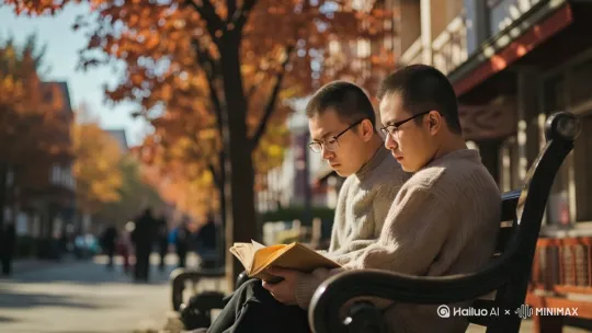 [跟随]起身，合起书去往地铁站，进入后坐地铁去往索菲亚大教堂 by Hailuo AI Video Generator
