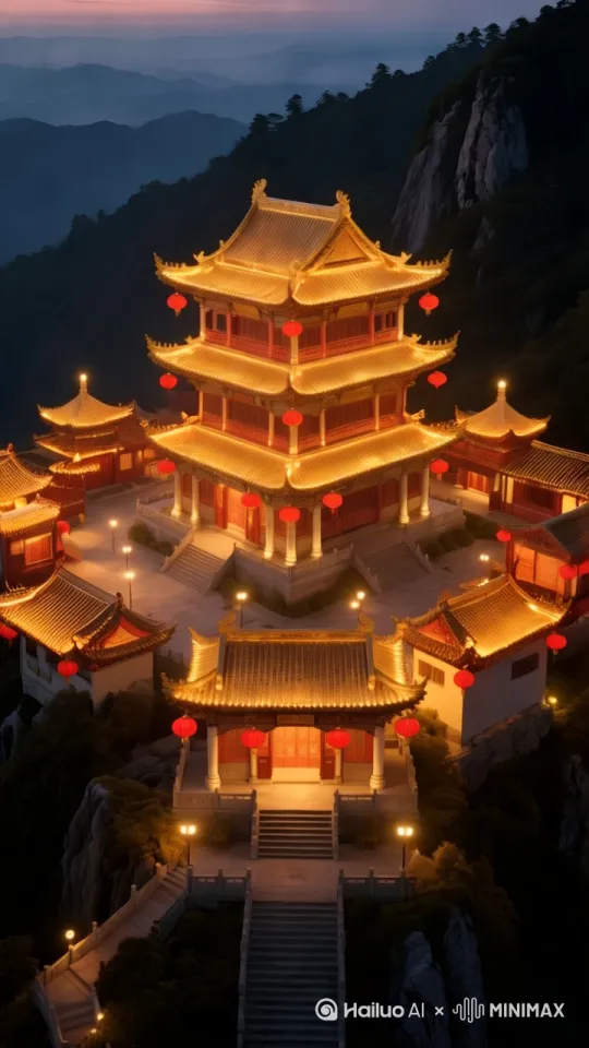自动补齐运动镜头外的场景画面，并保持画面建筑和灯光的风格一致性。[下降,上摇] by Hailuo AI Video Generator