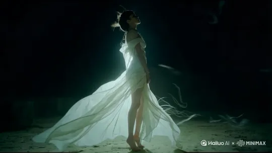 裙子在风中废物，镜头右移，左摇，实现动人心神的光晕效果 by Hailuo AI Video Generator
