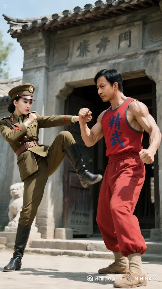 激烈对打，拳打脚踢，男人怒吼，女人惨叫，口喷鲜血，连连后退 by Hailuo AI Video Generator