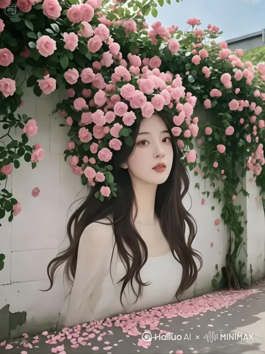 人物固定不动，花朵随风飘动，镜头推进。 by Hailuo AI Video Generator