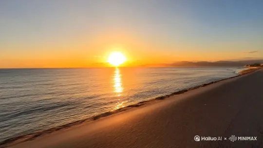 在夕阳的海边，吹着海风踩着踏板，第一人称拍摄，电影风格，速度很快的骑行。 by Hailuo AI Video Generator