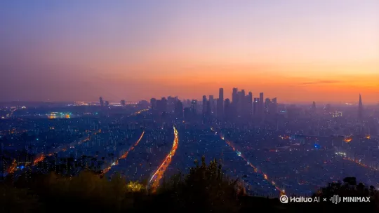帮我帮我做一个城市夜景，视频长达一分钟。 by Hailuo AI Video Generator