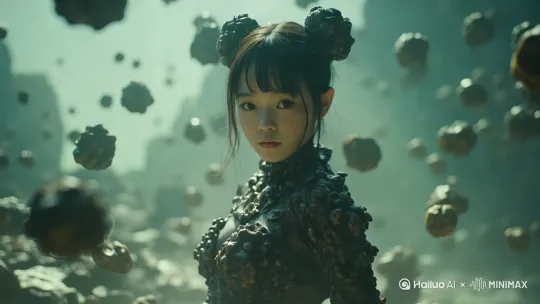 身体由无数的小行星构成，它能够随意控制这些小行星进行攻击或防御。 冷静且计算精准，善于利用其身体的小行星进行多方位的攻击。 by Hailuo AI Video Generator