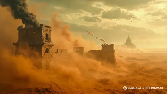 半环绕航拍镜头，展现全景画面 by Hailuo AI Video Generator