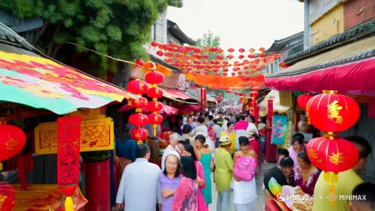 一条充满开心欢乐的街道[推进,上升]
 中国元素 by Hailuo AI Video Generator