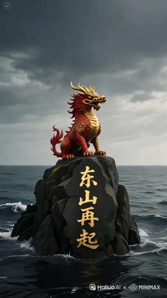 固定镜头，麒麟站立起来，仰头咆哮，周边电闪雷鸣， by Hailuo AI Video Generator