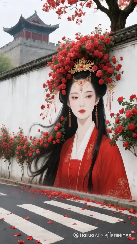 保持人物固定不动，花枝和花朵被风吹动摇摆，向右环绕运镜。

[左移,右摇,跟随] by Hailuo AI Video Generator