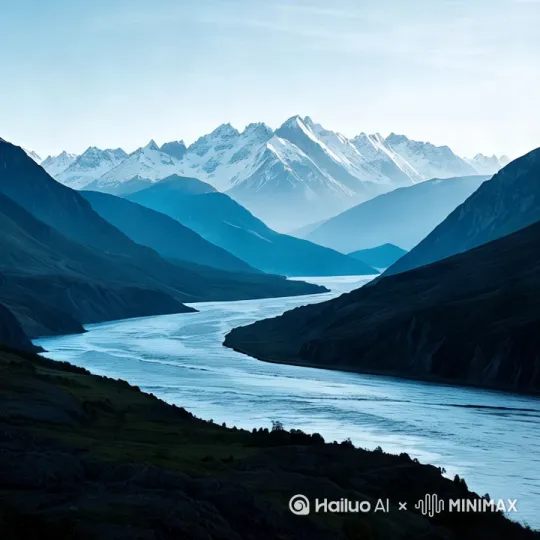 [下降,上摇]水波粼粼，向画面之外流来[推出,上升,下摇]白云轻飘天空有人字形大雁缓缓飞过，[推进,上升] by Hailuo AI Video Generator
