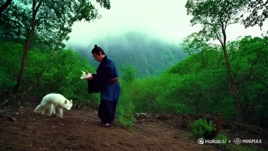 《白狐报恩》
终南山樵夫王五偶遇受伤白狐,割袍为它包扎。次日入山,见青衣女子守候道旁,赠他灵药一株:"此物可治令堂眼疾。"王五惊问来历,女子含笑化作青烟,唯余白狐尾影掠过山崖。自此樵夫方知草木含情,善念终有福报。 by Hailuo AI Video Generator