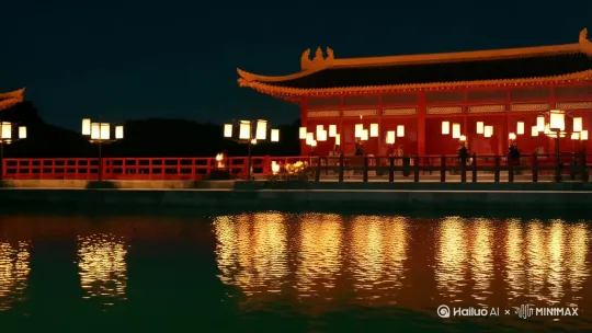 **二月·杏花神（杨玉环）**
**核心意象**：醉倚春烟/金步摇云/霓裳藏香  
**场景**：长安曲江池畔，夜宴灯笼倒映水面  
**造型**：复原款唐敦煌飞天帛画服饰，发间插鎏金杏枝步摇  
**分镜设计**：  
- **0-3s（远景）**：轨道镜头横移拍池面倒影，杏花随琵琶声骤落  
- **4-6s（中景）**：旋转时裙摆展开显出夹缬工艺杏林春晓图  
- **7-8s（特写）**：指尖划过酒盏涟漪，花瓣悬浮形成立体年号 
- **9-10s（全景）**：月光撒荧光粉模拟凋谢花瓣轨迹  

**黑科技**：智能织物（温度变化显现隐藏纹样） by Hailuo AI Video Generator