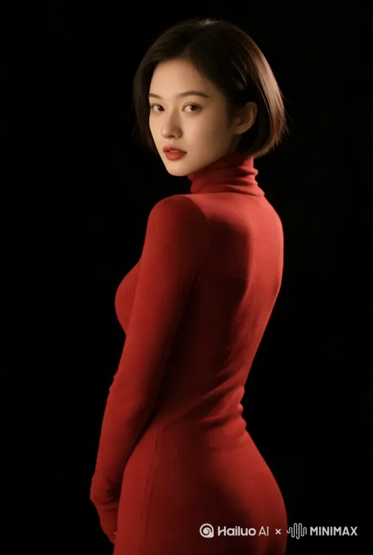 一个专业演员：少女羞涩的转身，罩染，抽象，懵懂，灵动，飘散的头发，一瞬间的动态[变焦推进] by Hailuo AI Video Generator