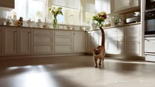 猫咪去吃饭 by Hailuo AI Video Generator