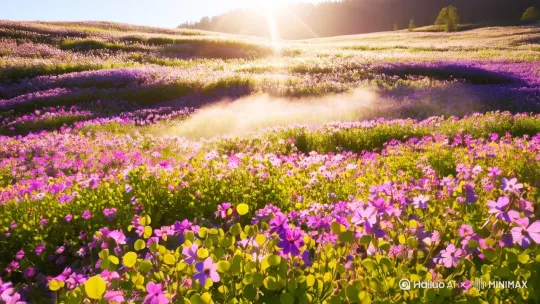 1. 明亮通透：夏天，阳光轻柔地洒在随风摇曳的花海之上，似蒙着一层晨曦薄雾般澄澈。俯拍视角下，低饱和色调的花海尽显柔和，呈现如通透玻璃质感般的画面，写实摄影，制成高清唯美治愈的壁纸。
2. 自然有机：夏天，花海中植物线条如藤蔓般肆意流动，圆润曲线相互交织。俯拍视角里，花海仿佛充满生命力的有机体，有着温暖肌肤质感，以写实摄影记录，成为高清唯美治愈的壁纸。
3. 温馨叙事：夏天，俯拍视角下，花海像是在讲述着日常的温暖故事，或许有蝴蝶在其间嬉戏。通过线性叙事与细节传递治愈感，以写实摄影定格，打造高清唯美治愈的壁纸。
4. 色彩疗愈：夏天，莫兰迪色系与马卡龙渐变的花海在阳光中交融。俯拍视角展现其独特魅力，用色彩传递情绪安抚，写实摄影，形成高清唯美治愈的壁纸。
5. 动态平衡：夏天，微风吹过，花海掀起层层波浪，花瓣似有流畅运动轨迹。俯拍视角捕捉这动态画面，暗示命运可变性，写实摄影，产出高清唯美治愈的壁纸。
6. 符号消解：夏天，俯拍视角下花海直白呈现，没有过多象征化表达。其间或许有简单标识，削弱解读门槛，写实摄影，制作成高清唯美治愈的壁纸。
7. 空间开放：夏天，广阔的花海在地平线处延伸，俯拍视角带来全景视野，传递自由与希望感。写实摄影，生成高清唯美治愈的壁纸。
8. 身体自由：夏天，想象有身姿舒展的人在花海中，肢体语言尽显生命力。俯拍视角捕捉，强调主体性，写实摄影，形成高清唯美治愈的壁纸。
9. 随机润色：夏天，俯拍视角下，色彩斑斓的花海如同梦幻之境，花瓣随风轻舞。写实摄影定格这唯美瞬间，制成高清且治愈的壁纸。 by Hailuo AI Video Generator